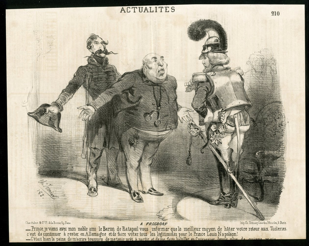 Ilustracja Charlesa Verniera (?-1887) w Le Charivari - O - Niemcy Prusy, Prezydent Republiki, Frosdorf - Ratapoil autorstwa Charles Vernier