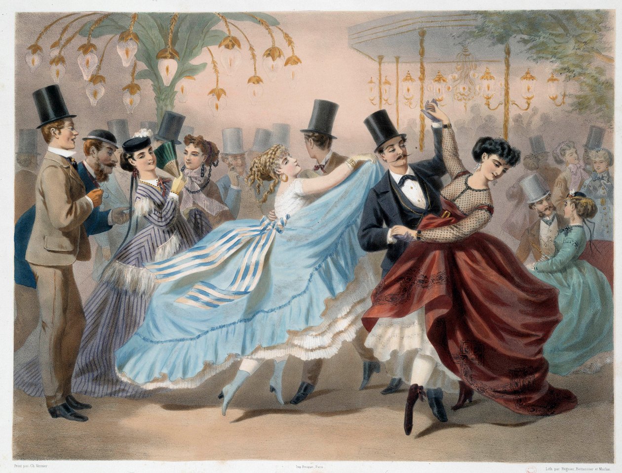 Litografia Mabille Ball autorstwa Charlesa Verniera (1831-1887) XIX-wieczny Paryż, Musee Carnavalet autorstwa Charles Vernier