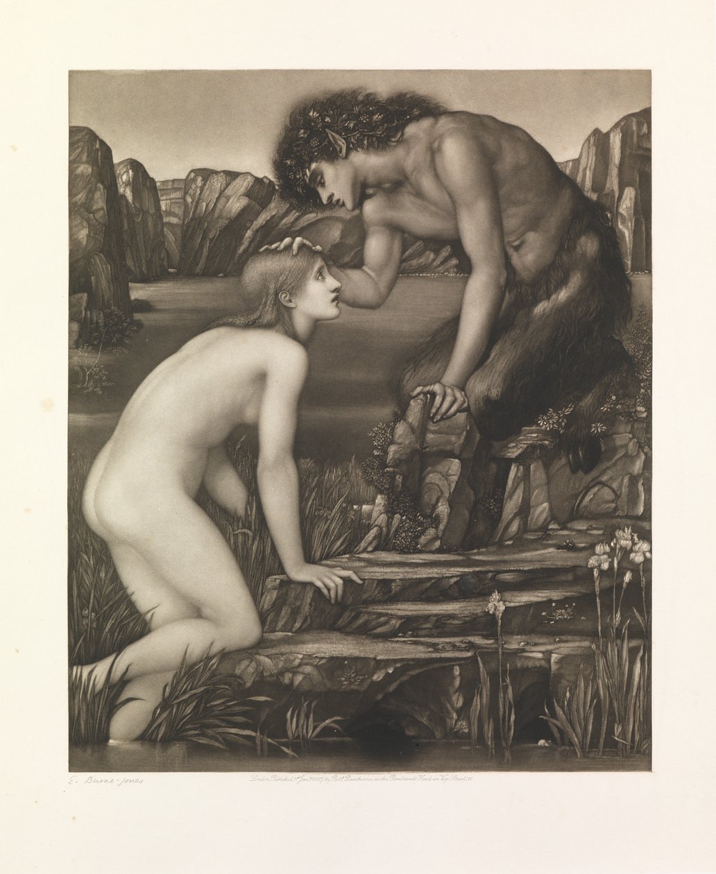 Pan i Psyche (mezzotinta wydrukowana na papierze) autorstwa Charles W. Campbell