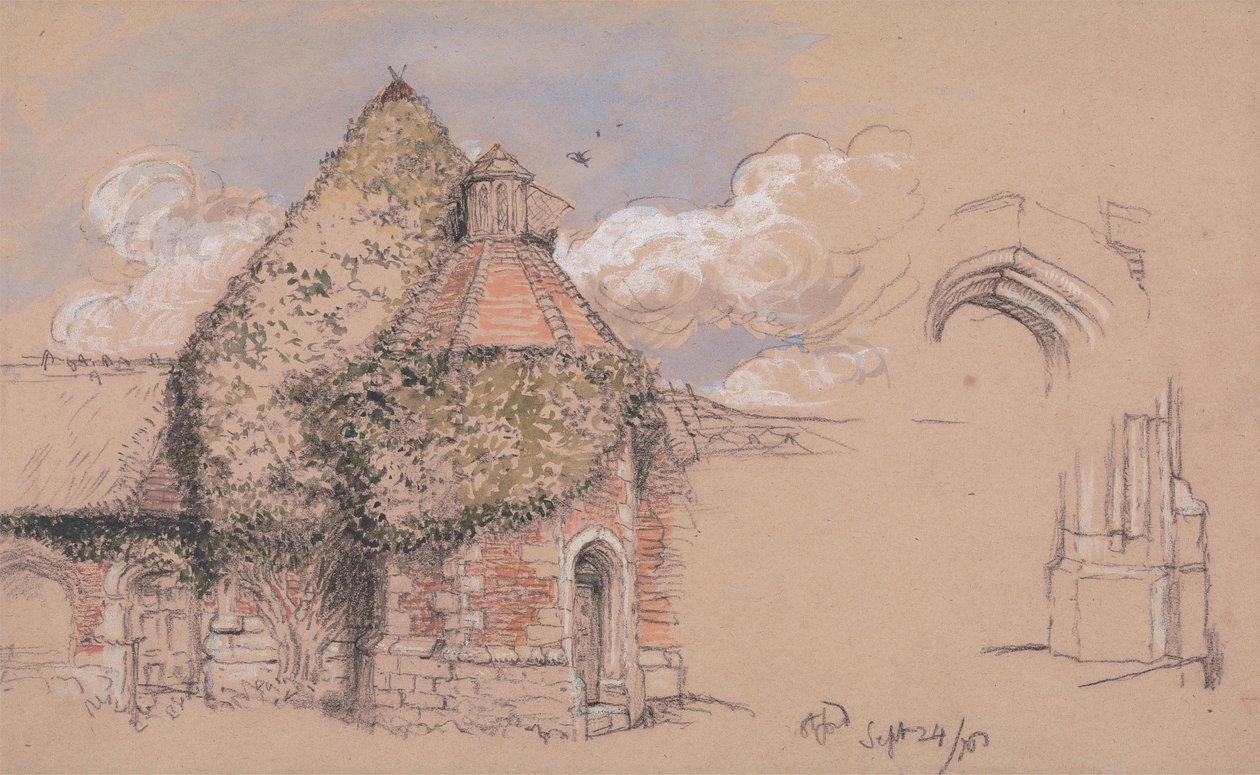 Ruiny starożytnego pałacu arcybiskupów Canterbury w Otford, Kent, 24 września 1856 autorstwa Charles West Cope