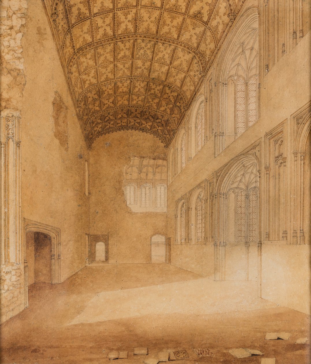 Crosby Hall (nr 1), ok. 1818 r. (akwarela na papierze) autorstwa Charles Wild