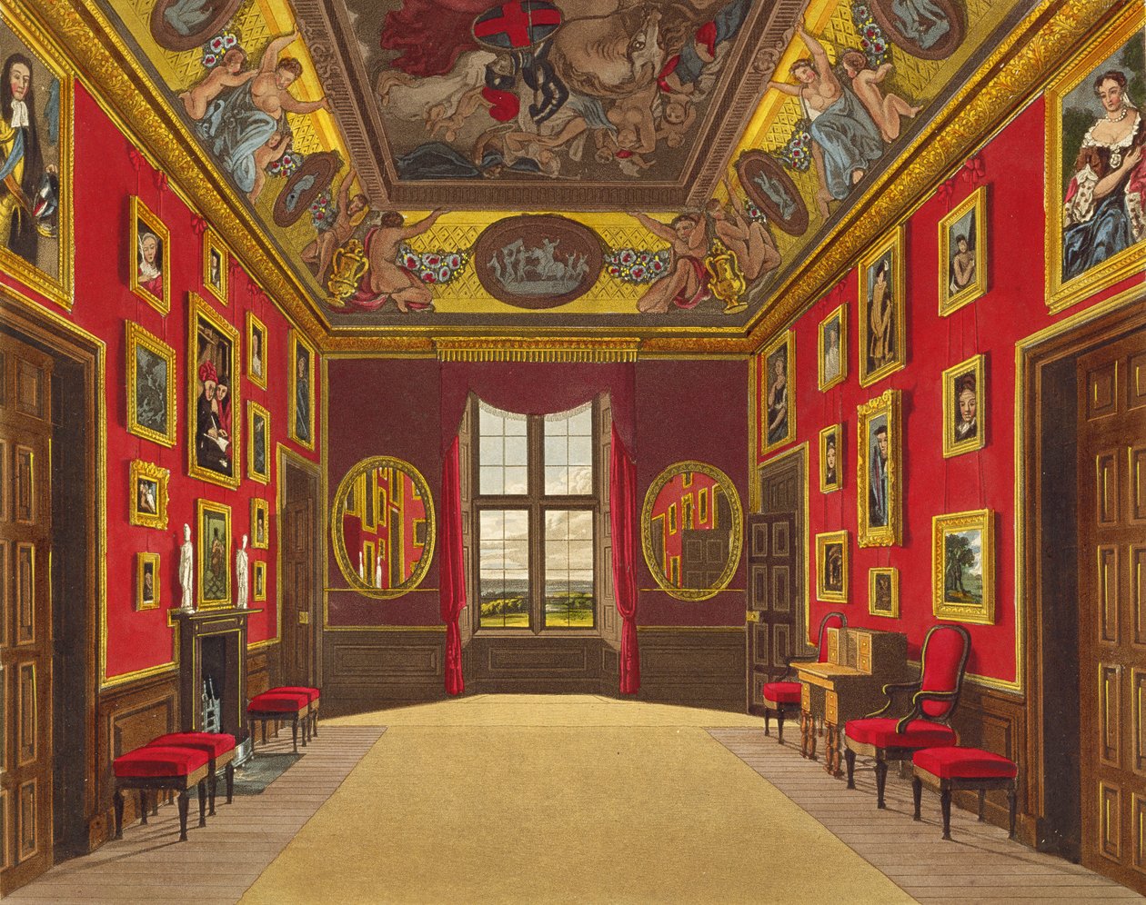 Szafa królewska, Zamek Windsor, z "Rezydencji królewskich", rycina Williama Jamesa Bennetta (1769-1844), wydana przez Williama Henry