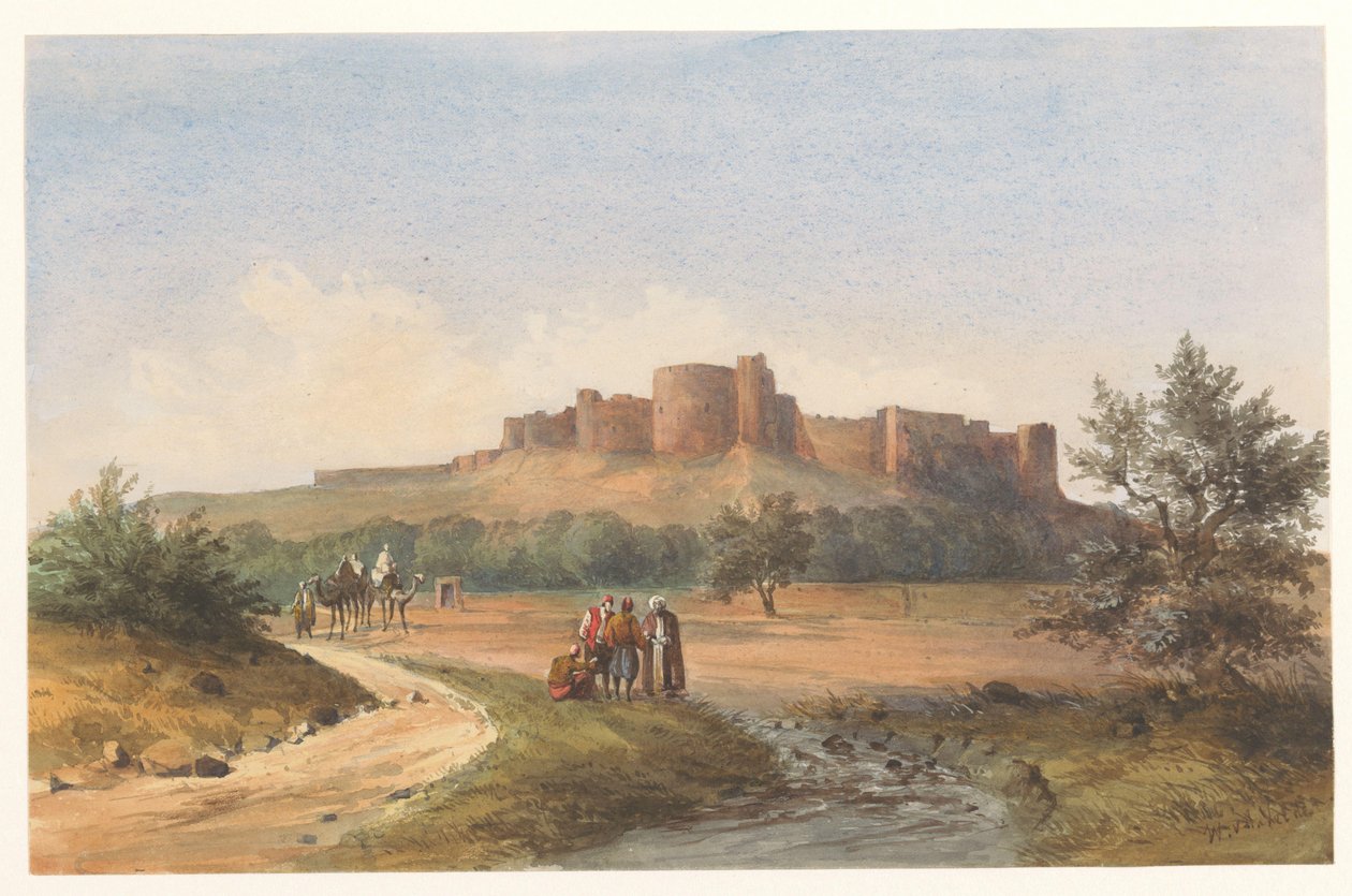 Widok na zamek św. Ludwika w Sydonie, Liban autorstwa Charles William Meredith van de Velde