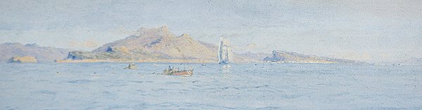 Słoneczny dzień u wybrzeży, Villefranche sur Mer, ok.1885 (położony olej na płótnie) autorstwa Charles William Wyllie