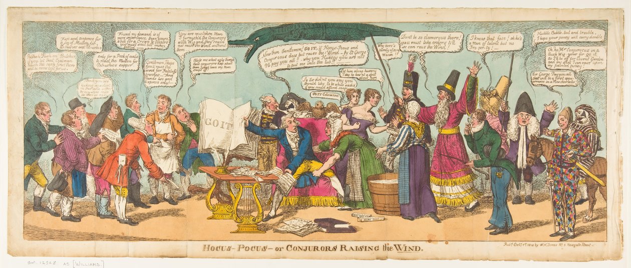Hocus Pocus lub Conjurors Raising the Wind, 1 października 1814. autorstwa Charles Williams