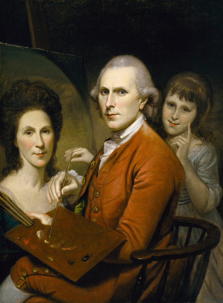 Autoportret z Angeliką Peale i Portret Rachel, ok.1782-88 (olej na płótnie) autorstwa Charles Willson Peale