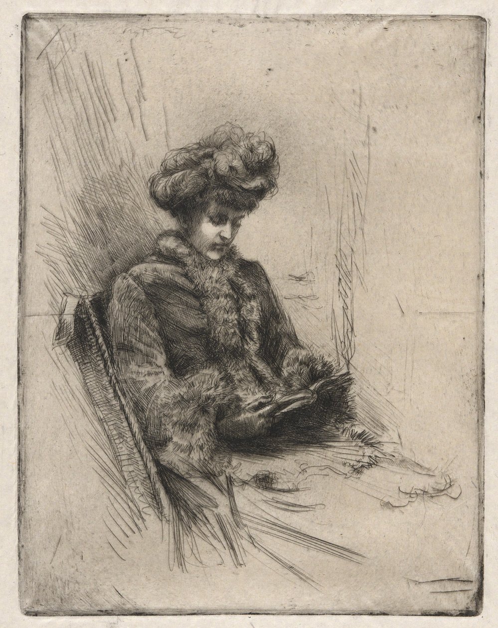 Siedząca młoda kobieta, czytanie autorstwa Charles Yardley Turner