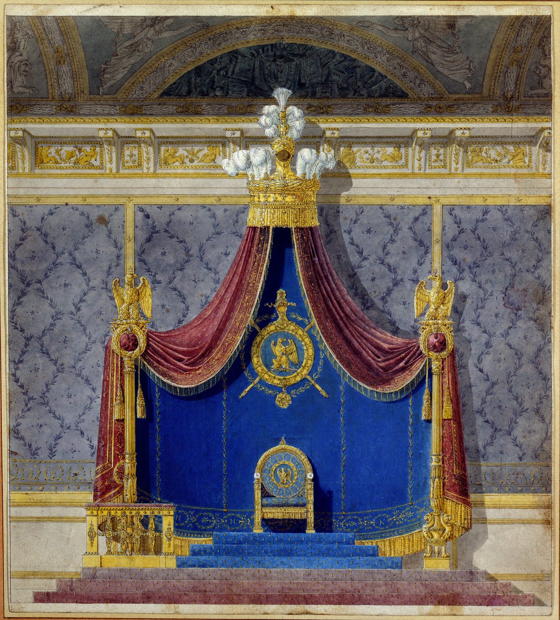 Art France: Tron Napoleona I w Palais des Tuileries stworzony przez Charlesa Perciera (1764-1838) i Pierre