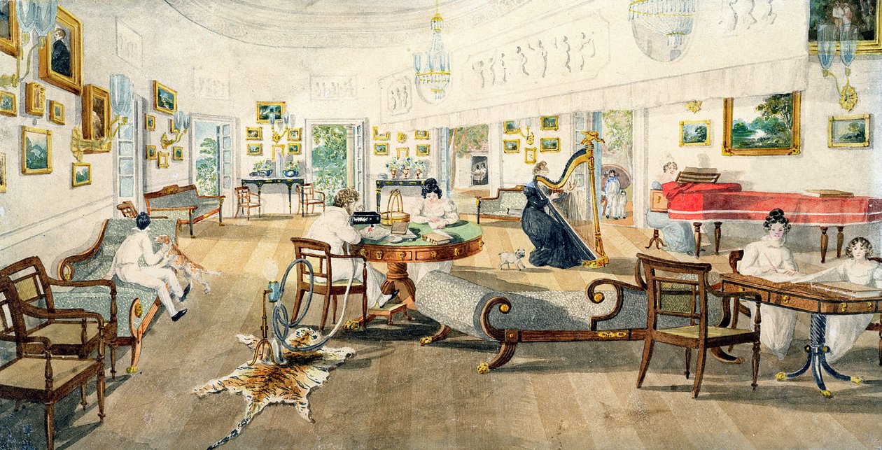 Pokój Letni w Domu Artysty w Patna, Indie, 11 września 1824 (wc nad grafitem na papierze tkanym) autorstwa Charles d Oyly