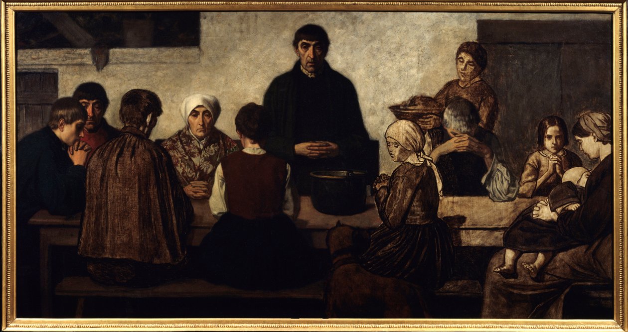 Rodzina Benedyktycka modląca się przy stole. Obraz Charlesa Groux dit Degroux (1825-1870) (ec.belg.) 1860 nd. 0,78x1,51 m Paryż, muzeum d