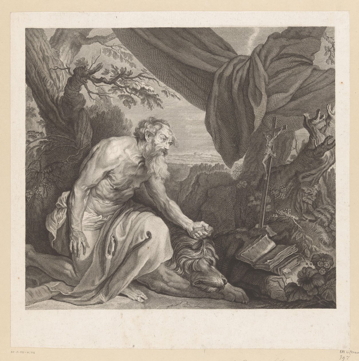 Hieronim ze śpiącym lwem i krzyżem autorstwa Charles de Beauvais (rejected attribution)