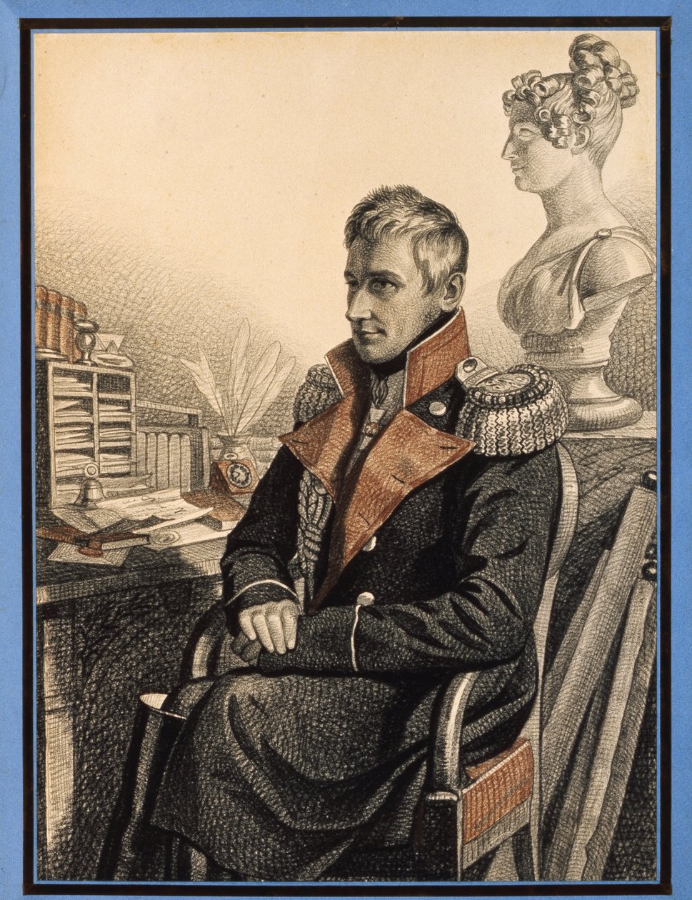 Portret hrabiego Michaiła Woroncowa (1782-1856) (Portret hrabiego M. Woroncowa). Praca Carla Von Hampeina (1794-po 1880), ołówek i akwarela na papierze, ok. 1820. Sztuka rosyjska autorstwa Charles de Hampeln
