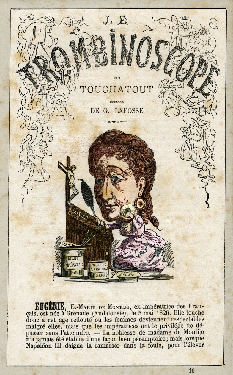 Eugenie de Montijo, przednia okładka „Le Trombinoscope” nr. 10, 1871 autorstwa Charles de Lafosse