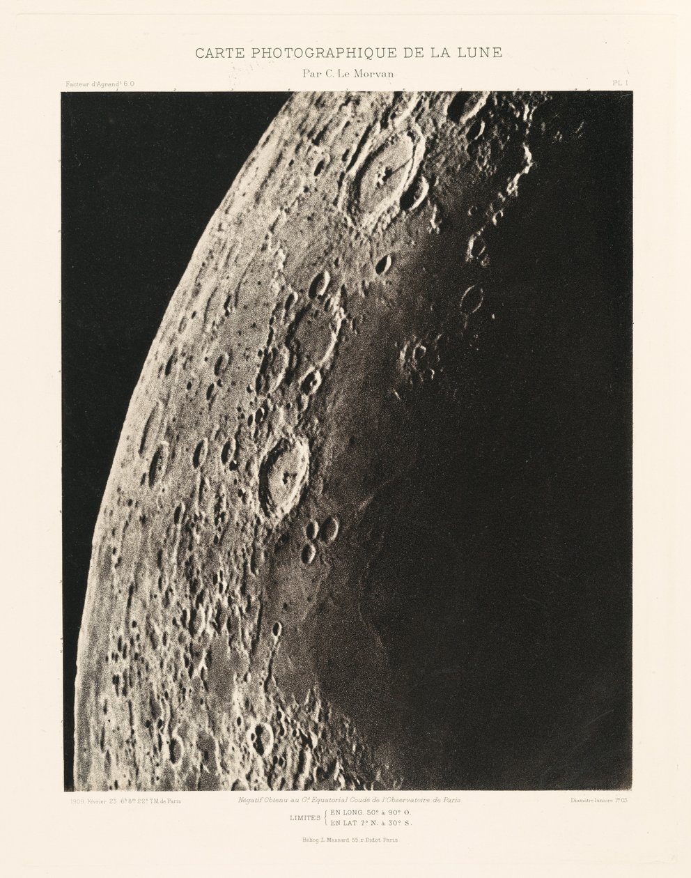 Carte photographique de la lune, planche I (Fotograficzna karta Księżyca, plansza I), 23 lutego autorstwa Charles le Morvan