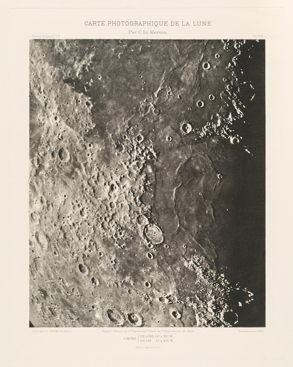 Mapa fotograficzna Księżyca, płyta VIII, 15 marca autorstwa Charles le Morvan