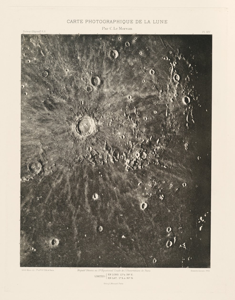 Fotograficzna mapa Księżyca, płyta XIV, 22 marca autorstwa Charles le Morvan