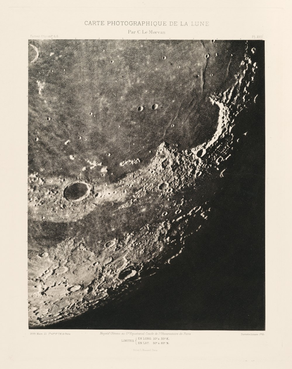 Mapa fotograficzna Księżyca, płyta XVII, 22 marca autorstwa Charles le Morvan