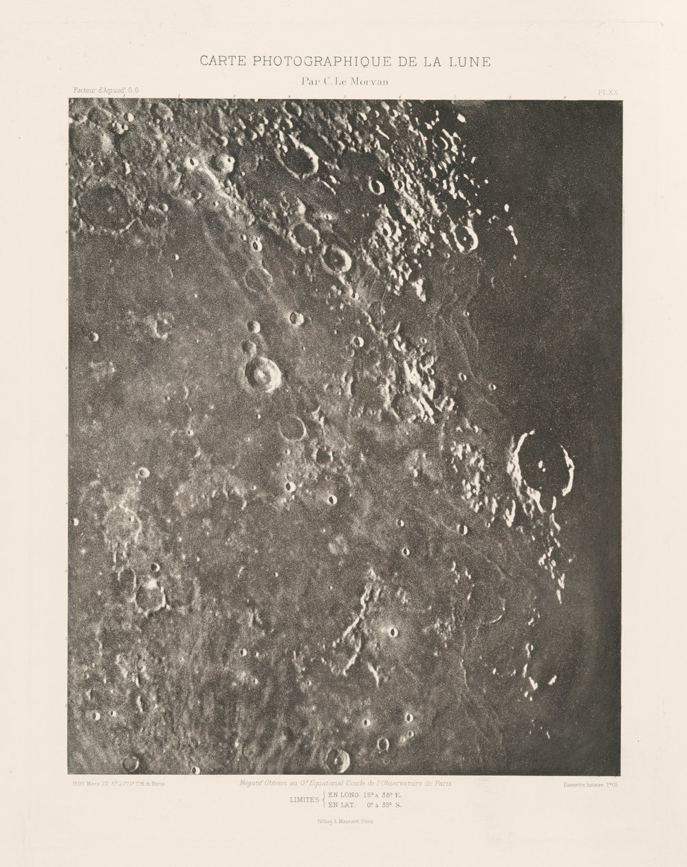 Fotograficzna mapa Księżyca, płyta XX, 22 marca autorstwa Charles le Morvan