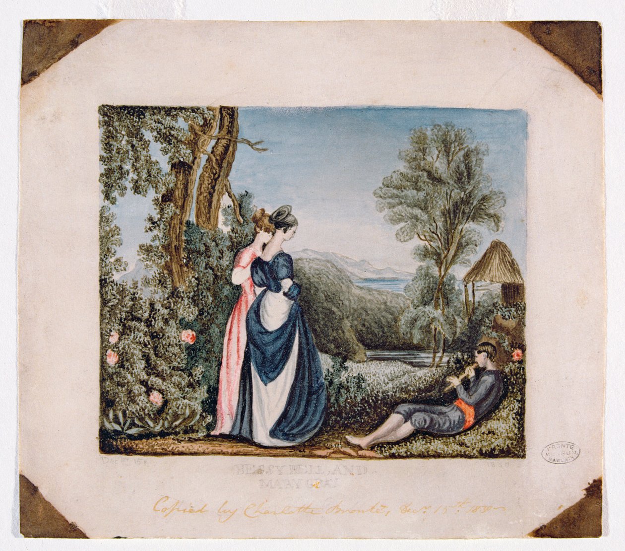 Bessy Bell & Mary Grey, 1830 (wc na papierze) autorstwa Charlotte Bronte