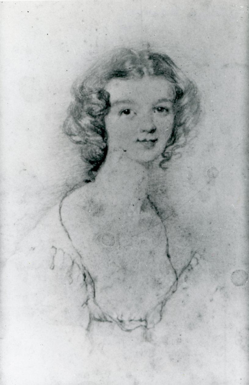 Portret Ellen Nussey (ołówek na papierze) autorstwa Charlotte Bronte