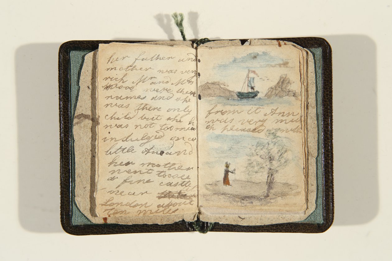 Początek historii „Była sobie kiedyś mała dziewczynka i miała na imię Ane, ok. 1828 r. (pióro i atrament oraz akwarela na papierze) autorstwa Charlotte Bronte