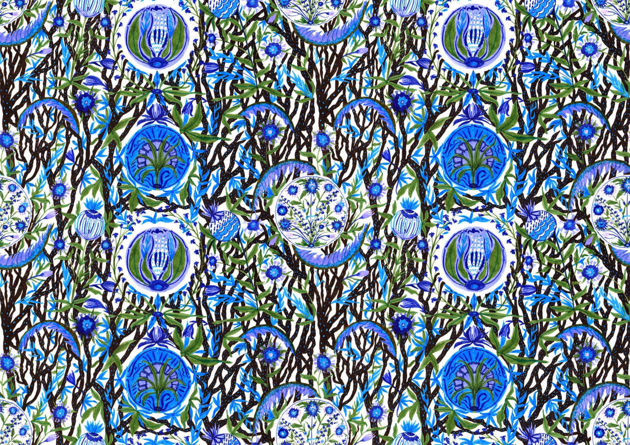 Ashmolean Museum Pattern Design #2, 2020 (pędzel i długopisy) autorstwa Charlotte Orr