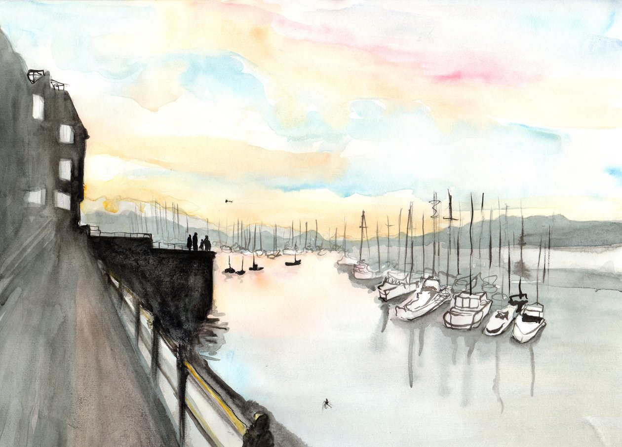 Falmouth, 2013 (akwarela) autorstwa Charlotte Orr