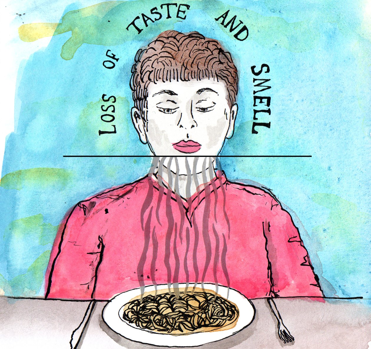 Ilustracja Parkinsona, 2019 (tusz i akwarela) autorstwa Charlotte Orr