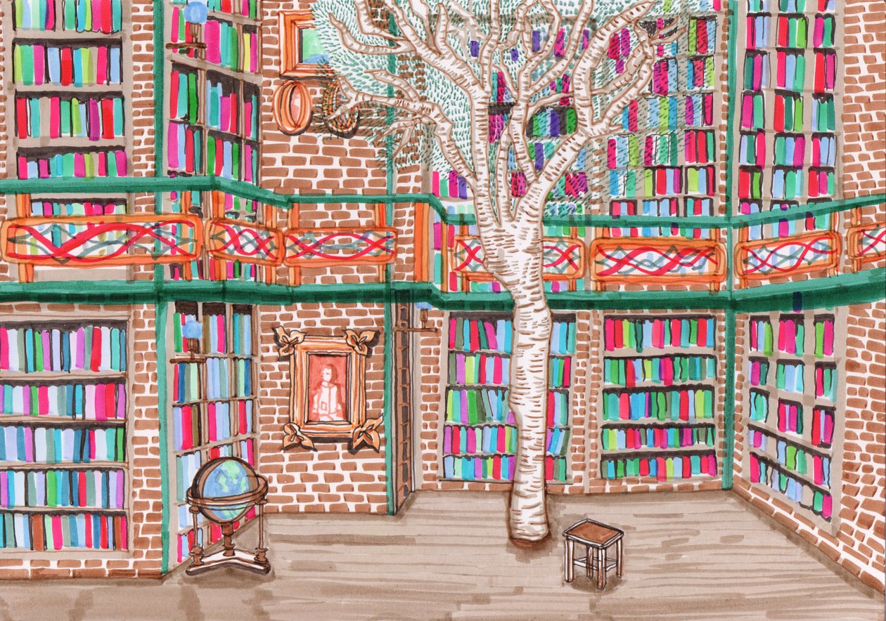 Biblioteka Drzew, 2017 (pędzelki) autorstwa Charlotte Orr