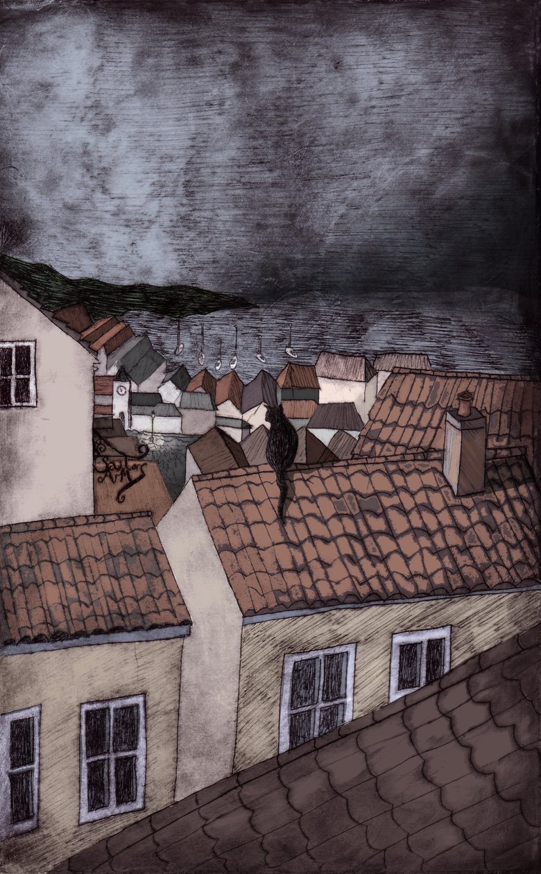 Under Milk Wood, 2013 (trawienie suche i cyfrowe) autorstwa Charlotte Orr