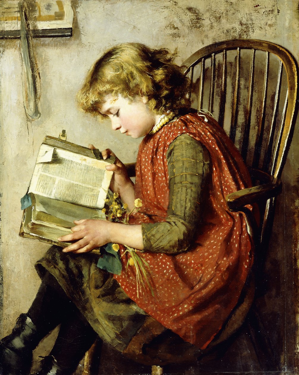 Młoda dziewczyna czytająca, 1890 autorstwa Charlotte Weeks