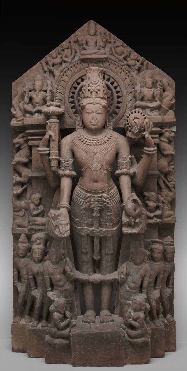 Wisznu i pomocnicy, c.1026 AD (piaskowiec) autorstwa Chaulukya dynasty (c.940 1244) Indian school