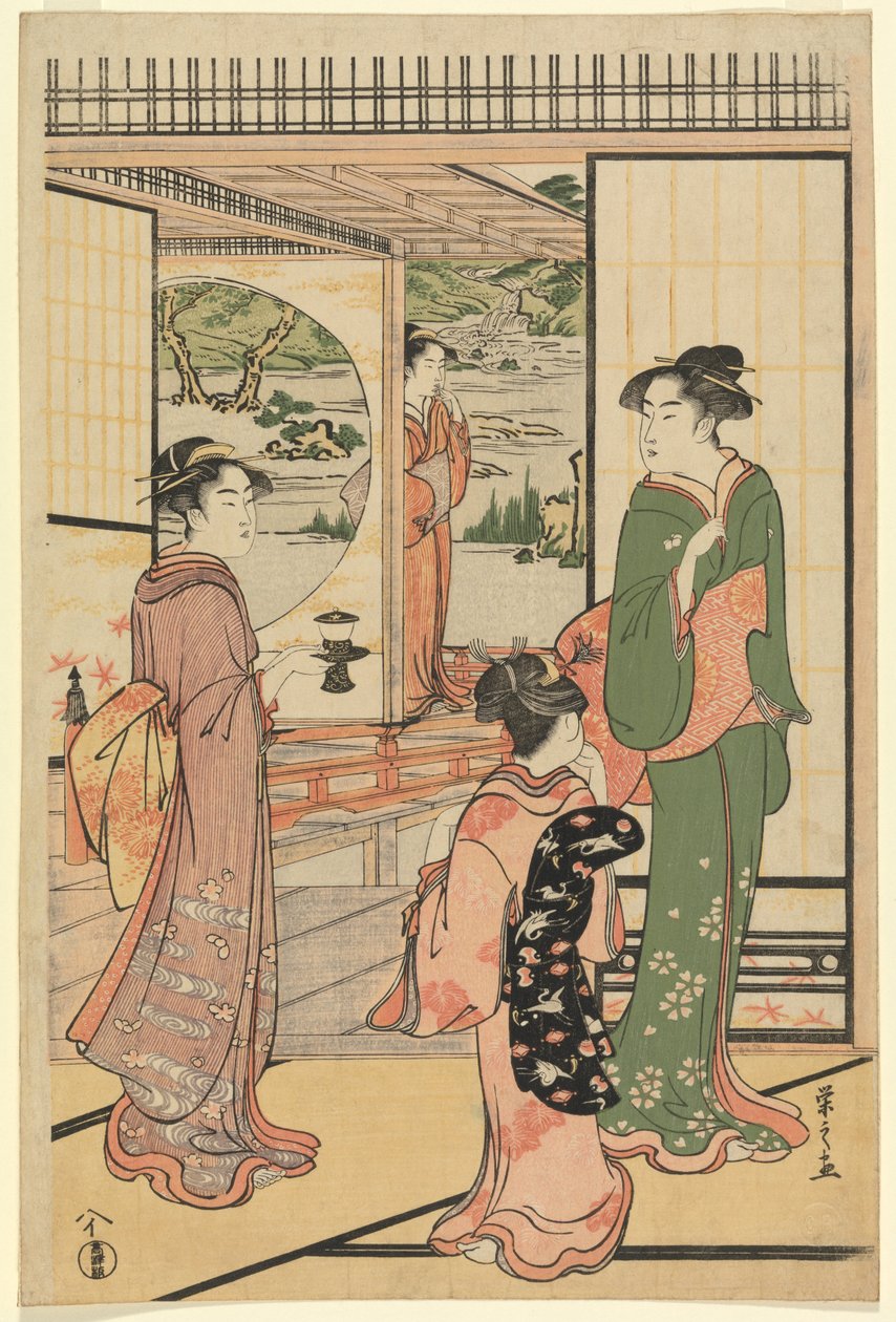 Piękne kobiety na Yashiki (CBL J 2494) autorstwa Chobunsai Eishi