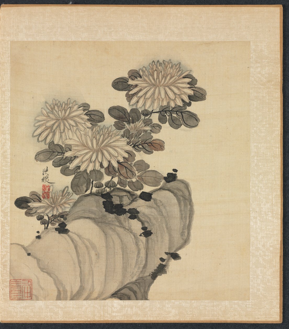 Obrazy według starożytnych mistrzów: Chryzantema i skała, 1598-1652. autorstwa Chen Hongshou
