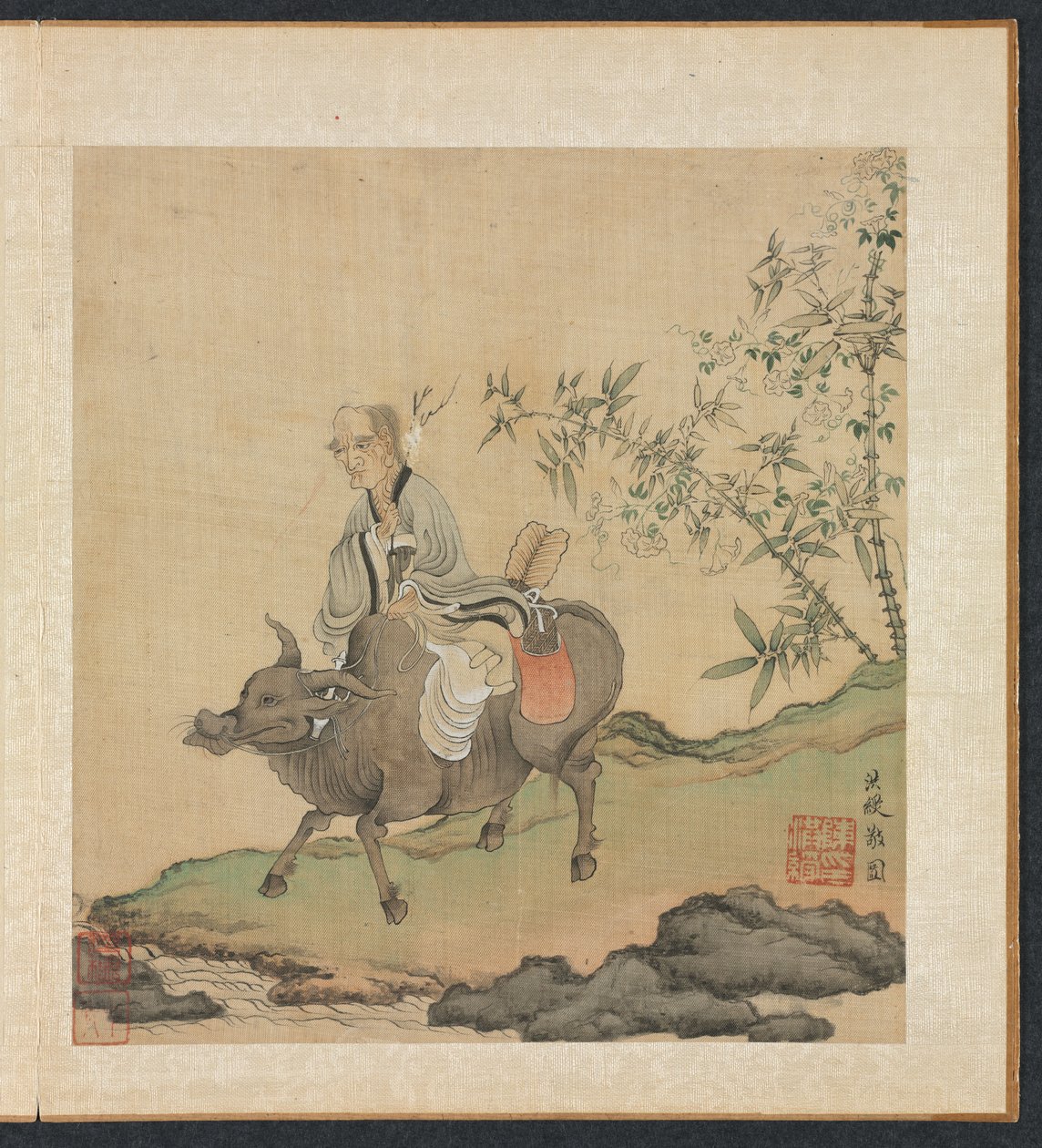 Obrazy według starożytnych mistrzów: Laozi jadący na wołu, 1598-1652. autorstwa Chen Hongshou