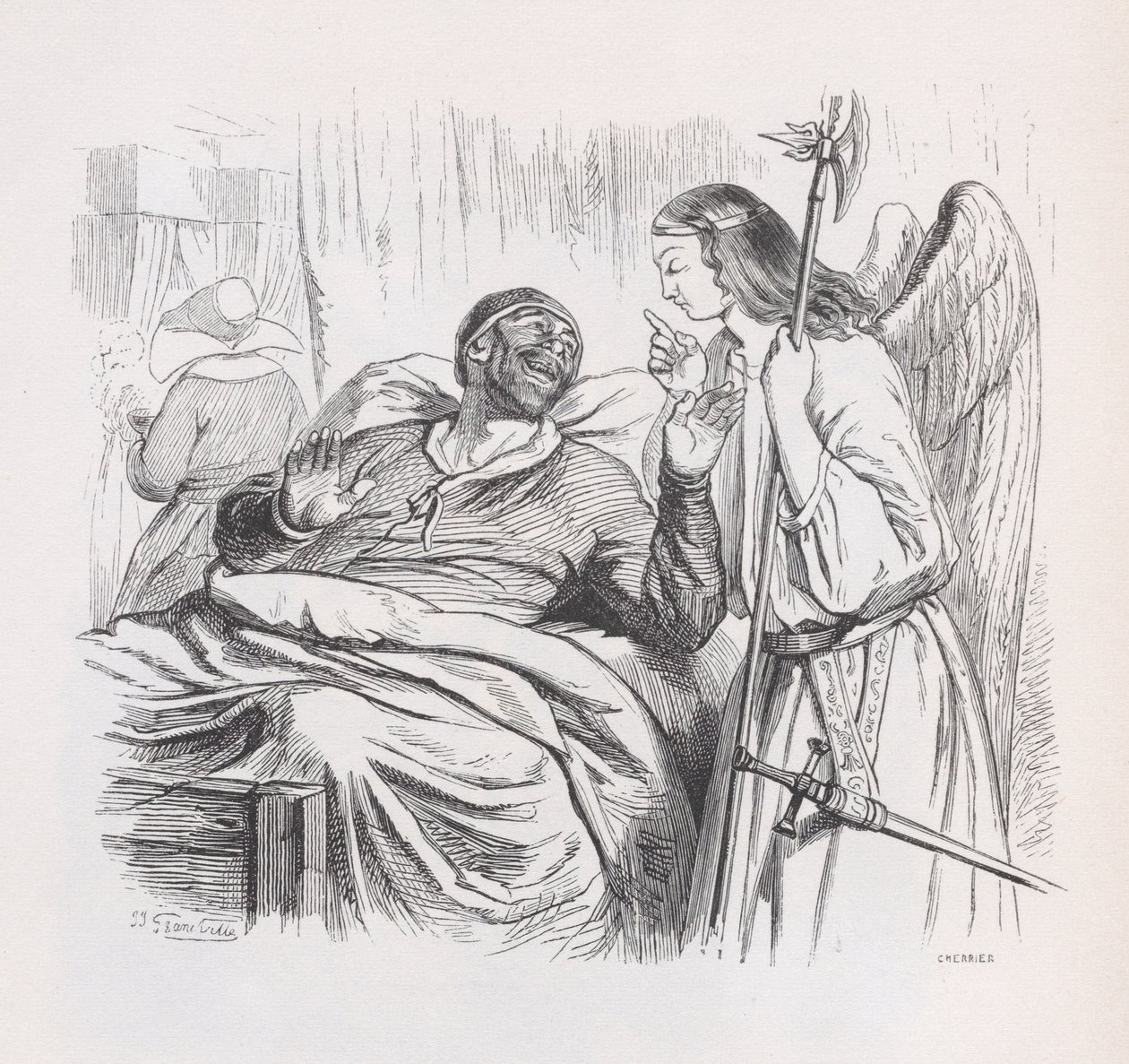Anioł Stróż z Dzieł Wszystkich Bérangera, 1836. autorstwa Cherrier