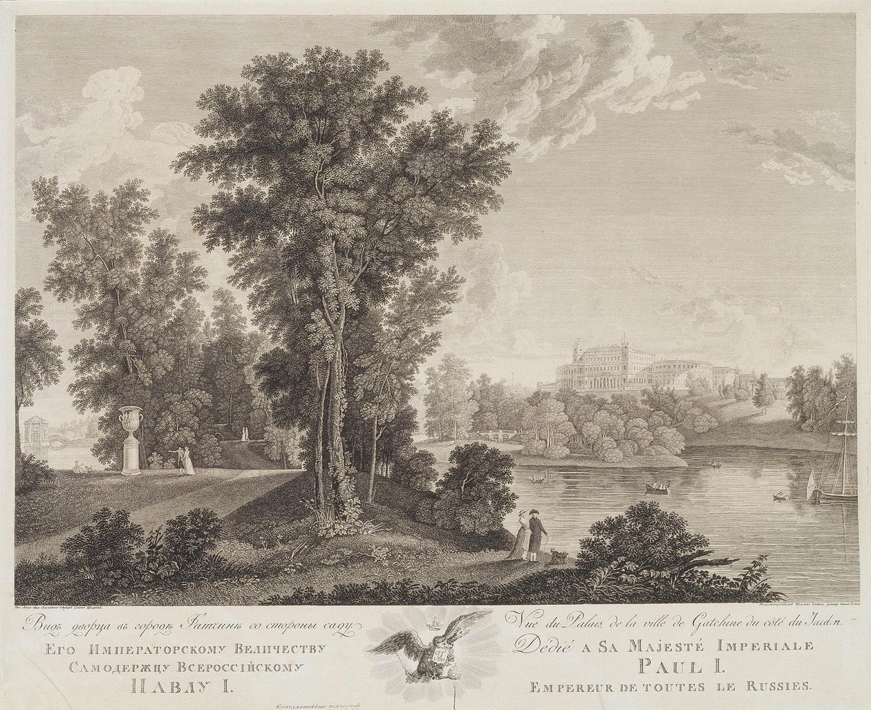 Widok na Pałac w Gatczynie od strony parku, 1799-1800 autorstwa Chessky