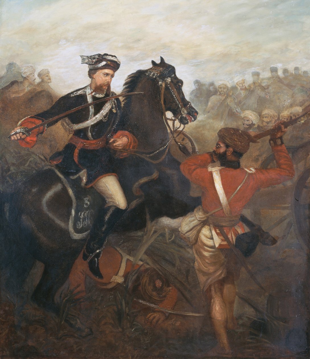 Porucznik Frederick Robertson Aikman (1828-88) zdobywając Krzyż Wiktorii w Lucknow podczas indyjskiego buntu w dniu 1 marca 1858 r., c.1860 autorstwa Chevalier Louis William Desanges