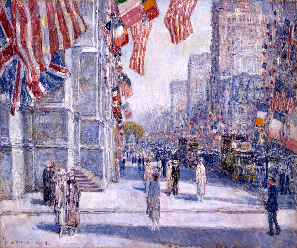 Wczesny poranek na Alei w maju 1917 autorstwa Childe Hassam