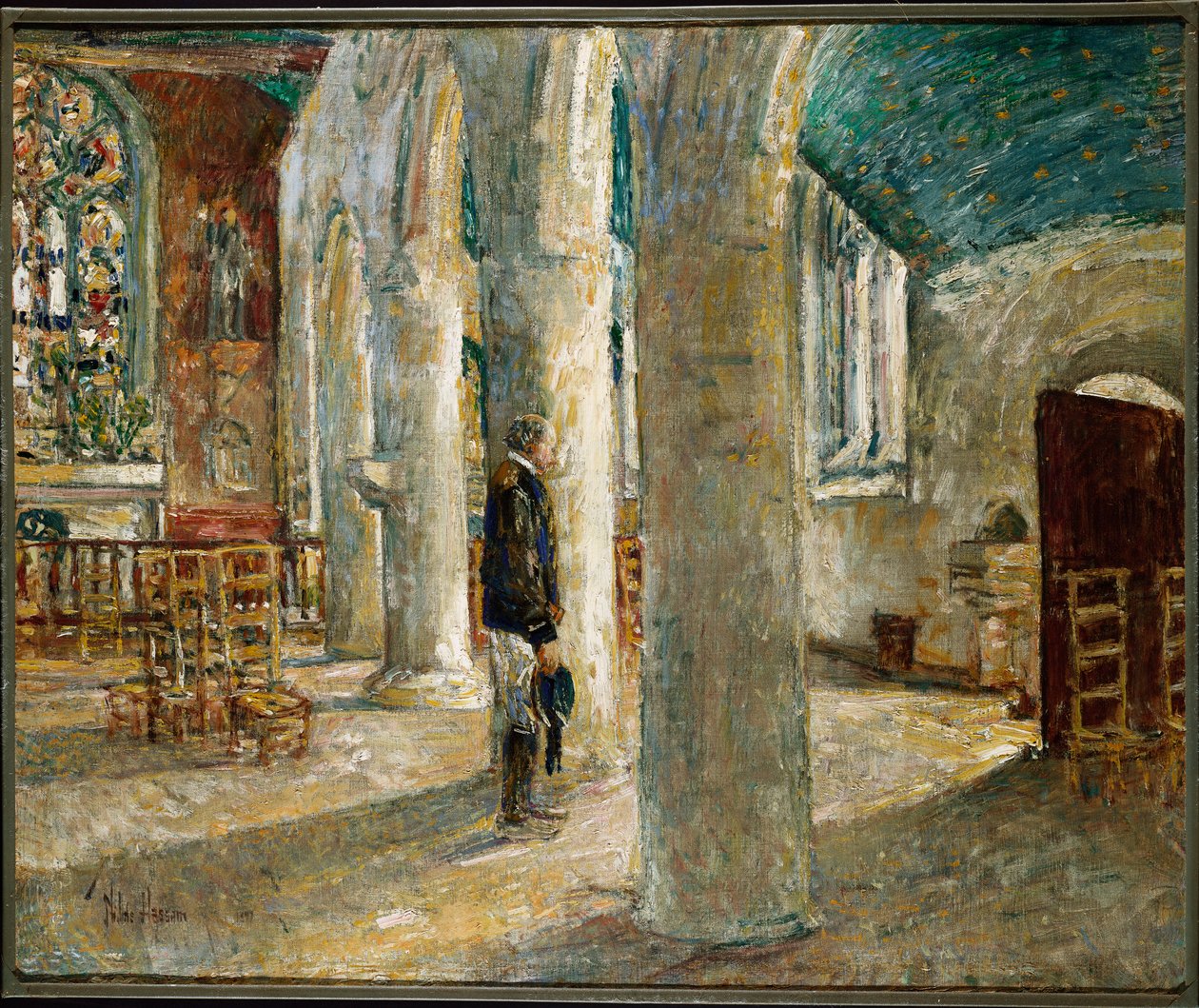 Wnętrze kościoła, Bretania autorstwa Childe Frederick Hassam
