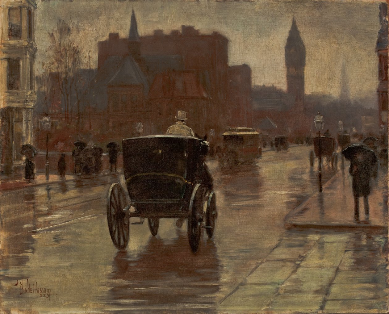 Columbus Avenue, deszczowy dzień autorstwa Childe Frederick Hassam