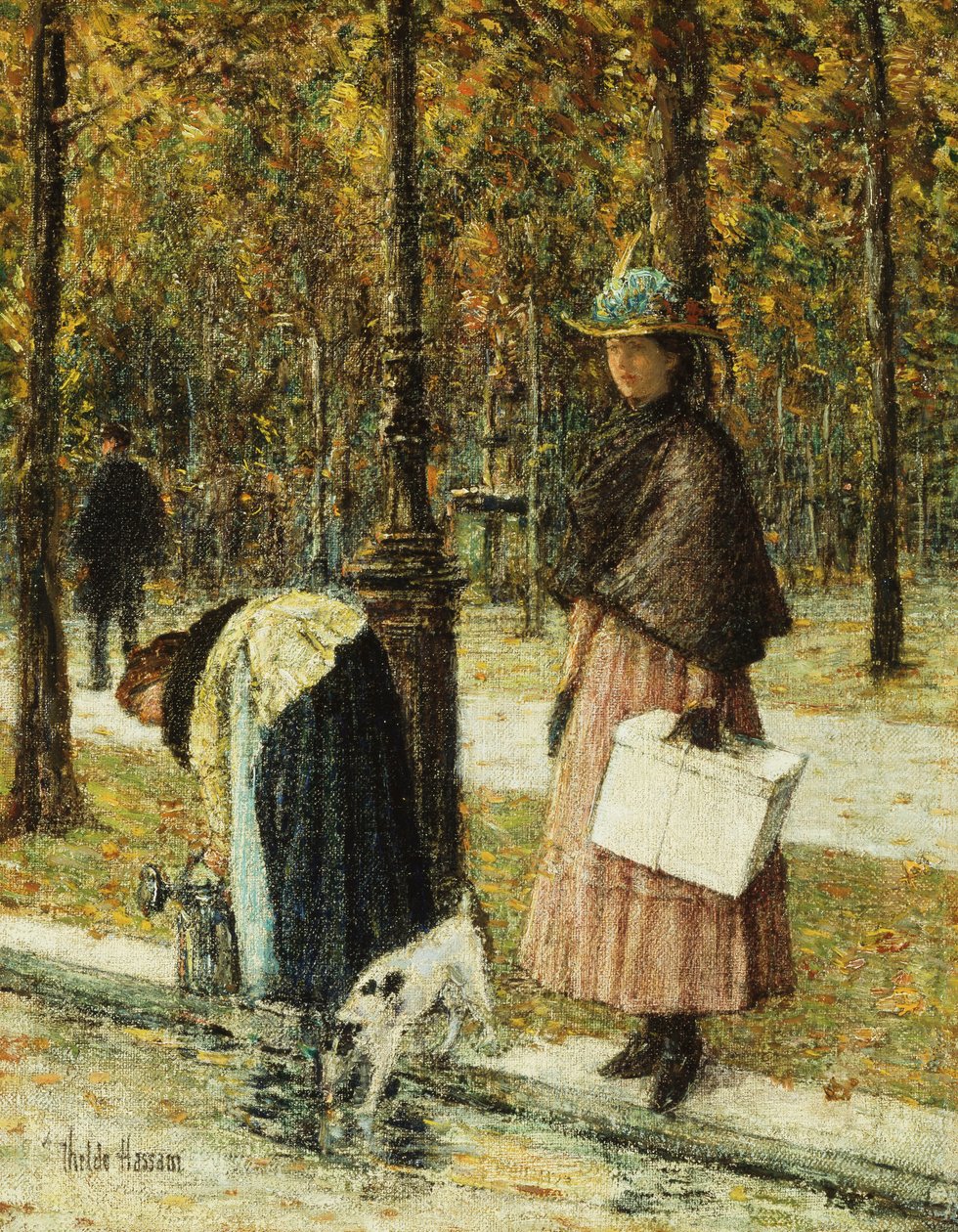 Wieczór, Pola Elizejskie (w pobliżu Luwru) autorstwa Childe Frederick Hassam