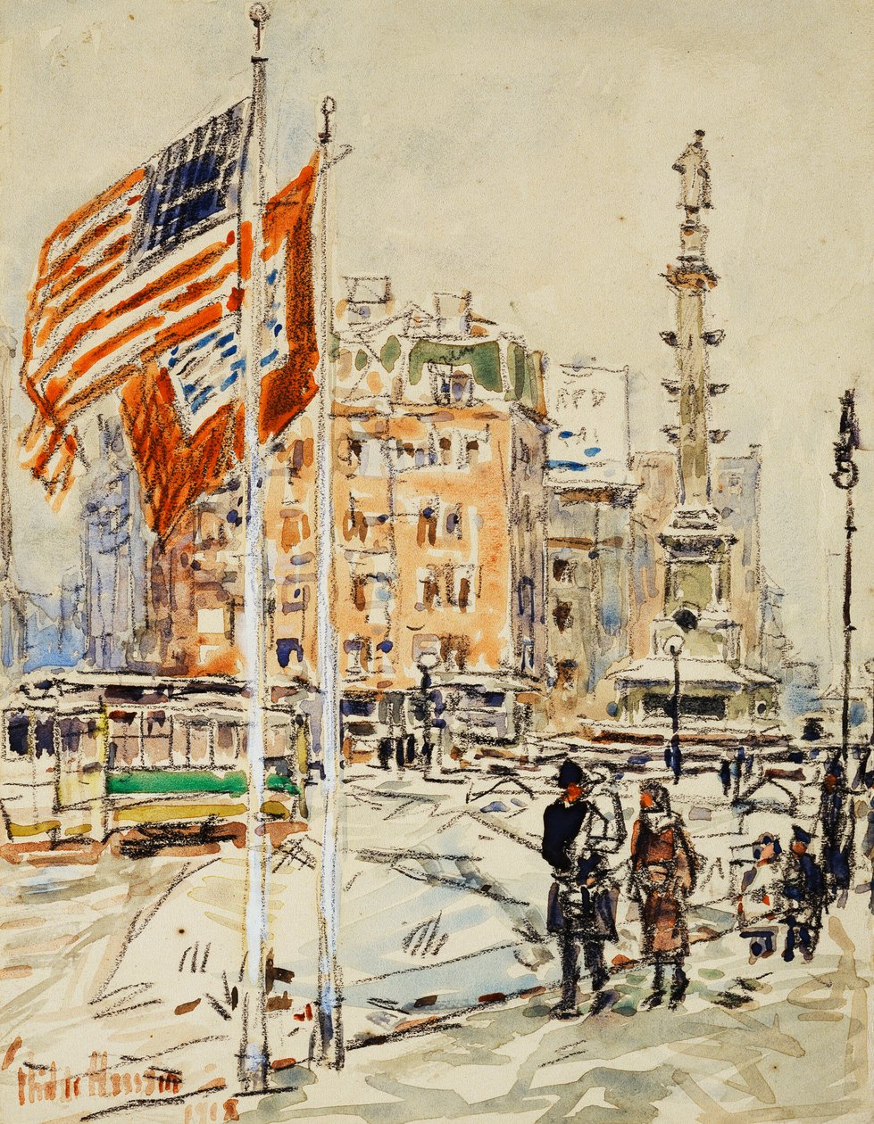 Flagi, Koło Kolumba autorstwa Childe Frederick Hassam