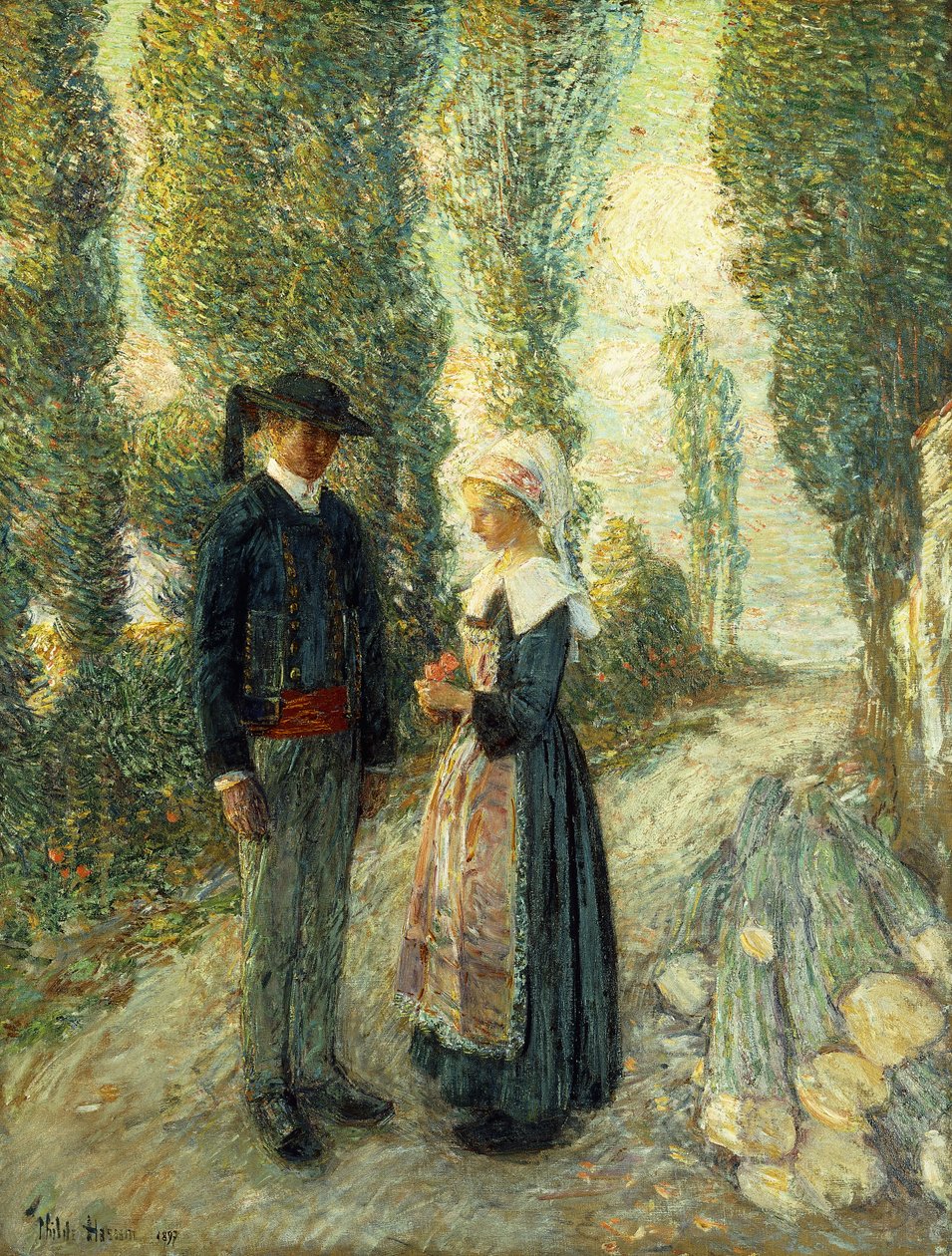 W Bretanii, wieczorna godzina, Pont Aven autorstwa Childe Frederick Hassam