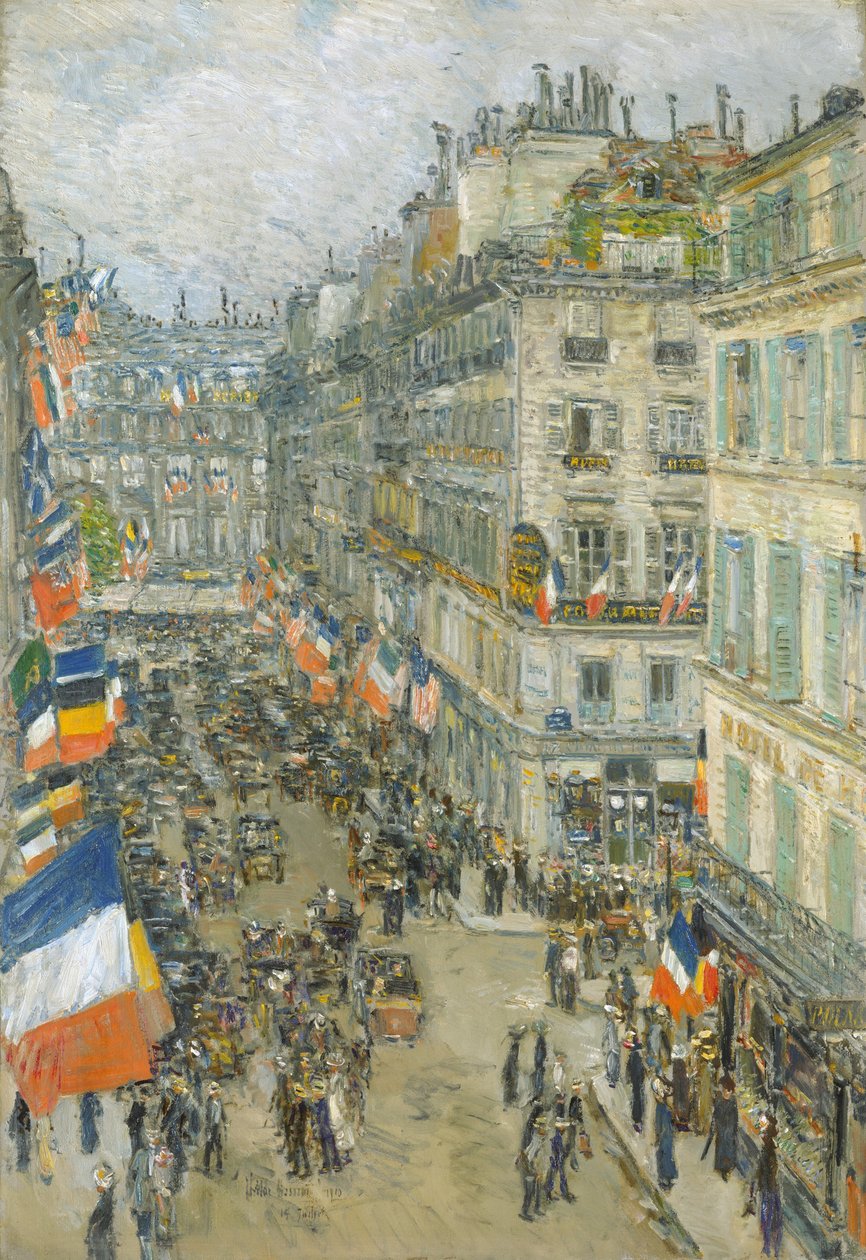 14 lipca, Rue Daunou autorstwa Childe Frederick Hassam