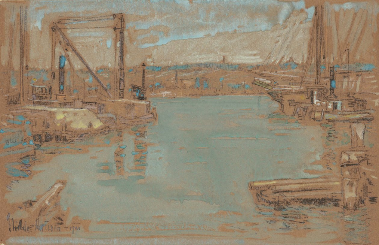North River Dock, Nowy Jork autorstwa Childe Frederick Hassam