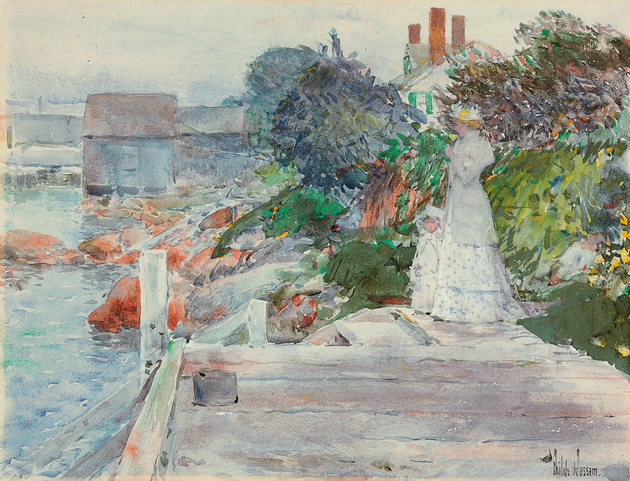 Ocean Front, Gloucester, Massachusetts, ok. 1890-95 (akwarela na papierze) autorstwa Childe Frederick Hassam