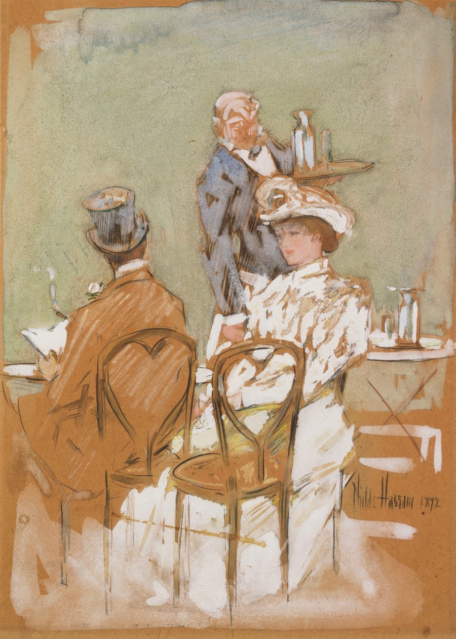 Przed kawiarnią na Wielkim Bulwarze autorstwa Childe Frederick Hassam
