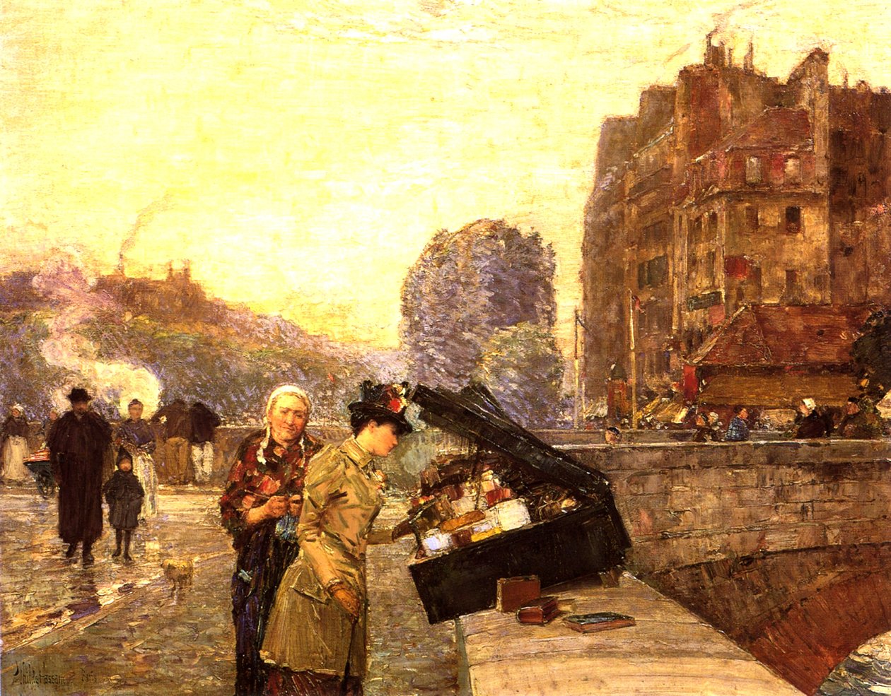 Paryż, Quai St Michel, ok.1888 (olej na płótnie) autorstwa Childe Frederick Hassam