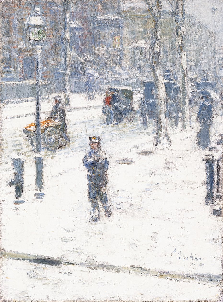 Burza śnieżna, Piąta Aleja, Nowy Jork autorstwa Childe Frederick Hassam